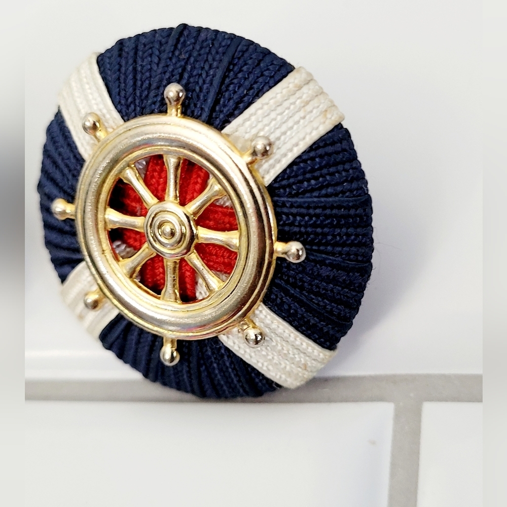 Ladies Vintage 80’s 90’s Fashion Jewelry Earrings Helm Nautical Theme Red Blue View 2